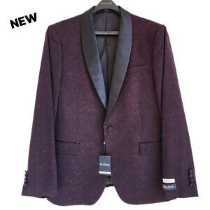 48R Dinner Jacket Burgundy New Jos A Bank Mens Shawl Lapel Collar Paisley Skinny